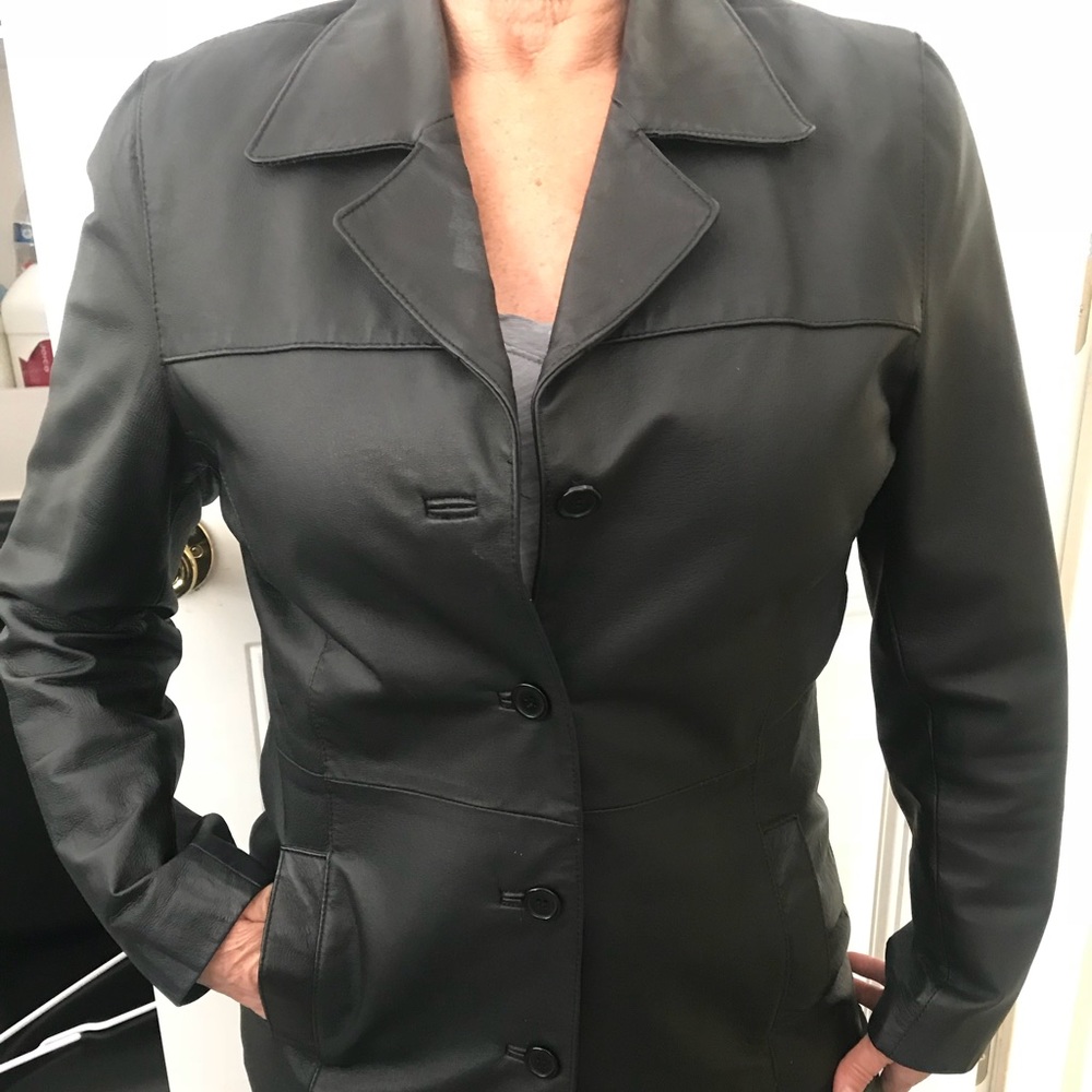 Black leather women’s jacket, size M